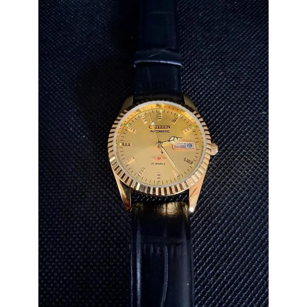 Vintage Men's Automatic Citizen Eagle 7 Leather Watch RARE